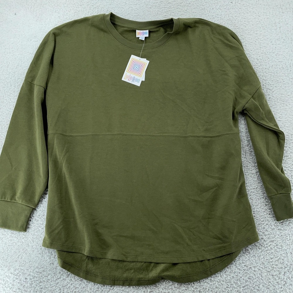LuLaRoe Sweatshirt Womens‎ XL Green Supply Crew Long Sleeve High Low Pullover